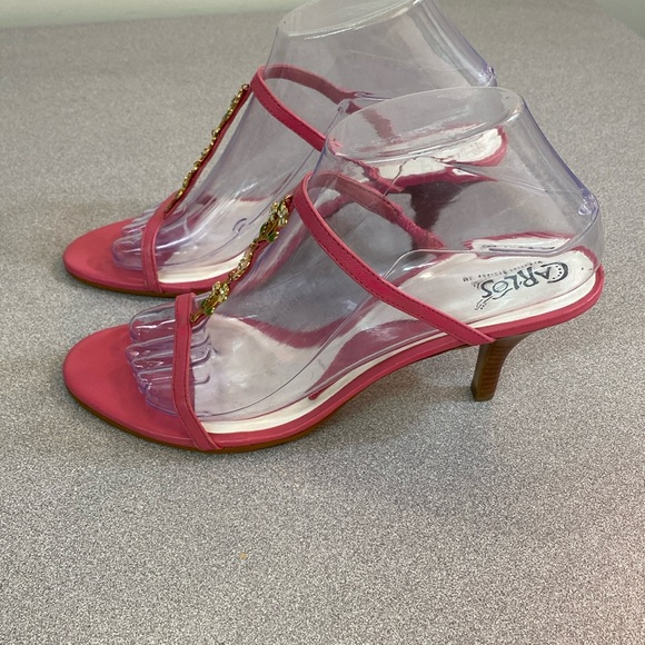 Carlos Santana - hot pink heels with metal flowers. Size 8 - Picture 3 of 10